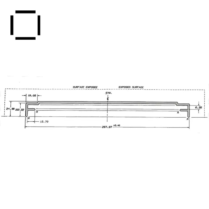 Profile en U aluminium 10 1/2" X 1" X 21'
