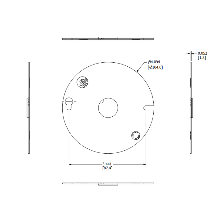 54C6 4" Octagonal Box Cover, Flat Lid, 1/2" Opening