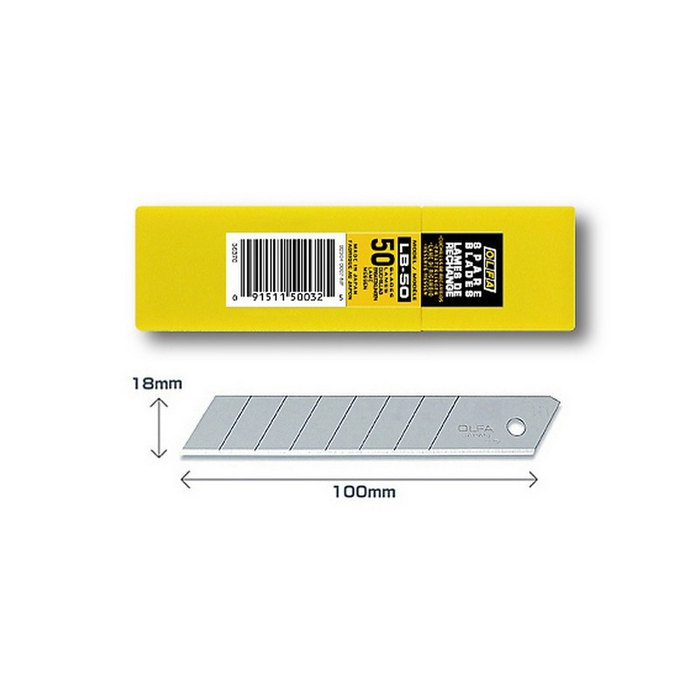 OLFA LB-50B Lames sécables argentées de 18 mm paquet de 50