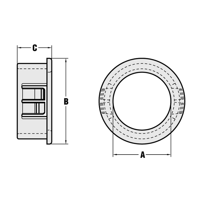 SB625-8 5/8" x .500" Black Nylon Bushings for Electrical Box