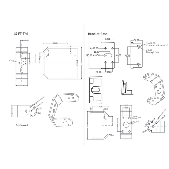 Technilight TLLATRBK Mounting bracket for TLLA series