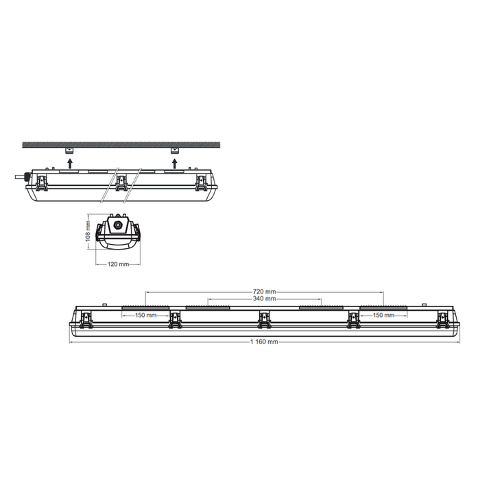 Technilight série TLVP Luminaire 4' DEL intérieur pour plafond bas 2700K