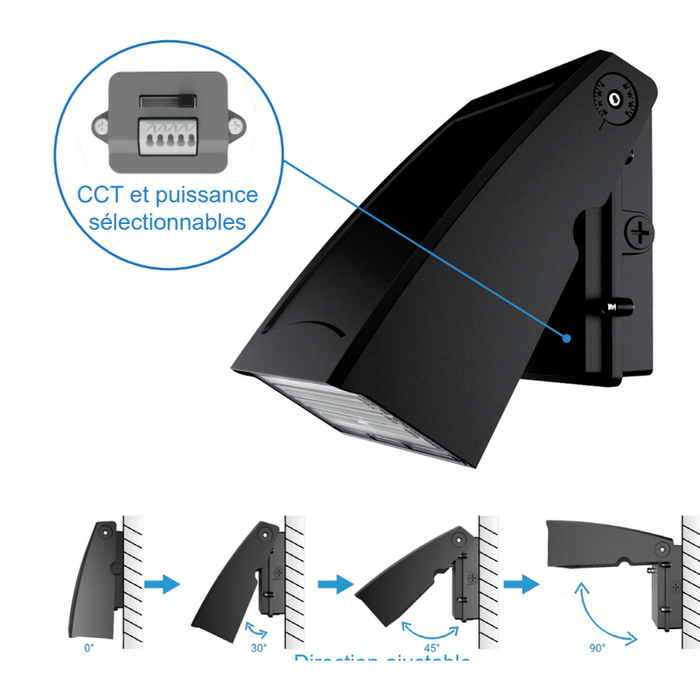 Technilight série TLWMB Mural DEL extérieur photocell intégrée angle ajustable à 90° 3/4/5K