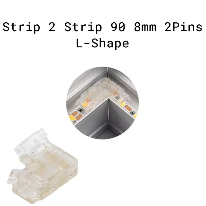 Connecteur raccord de ruban à ruban DEL en forme de L sans soudure S2SL 8mm 2Pins