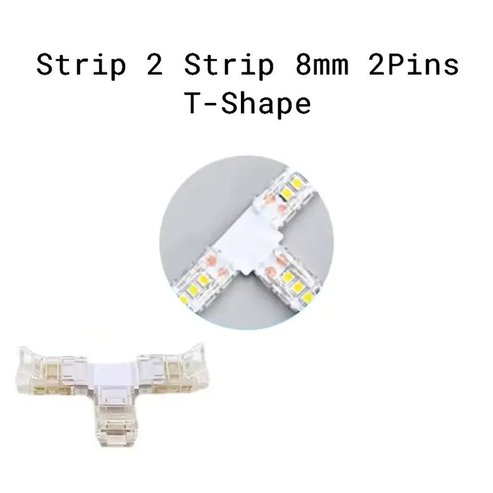 Connecteur raccord de ruban à ruban DEL en forme de T sans soudure S2SL 8mm 2Pins
