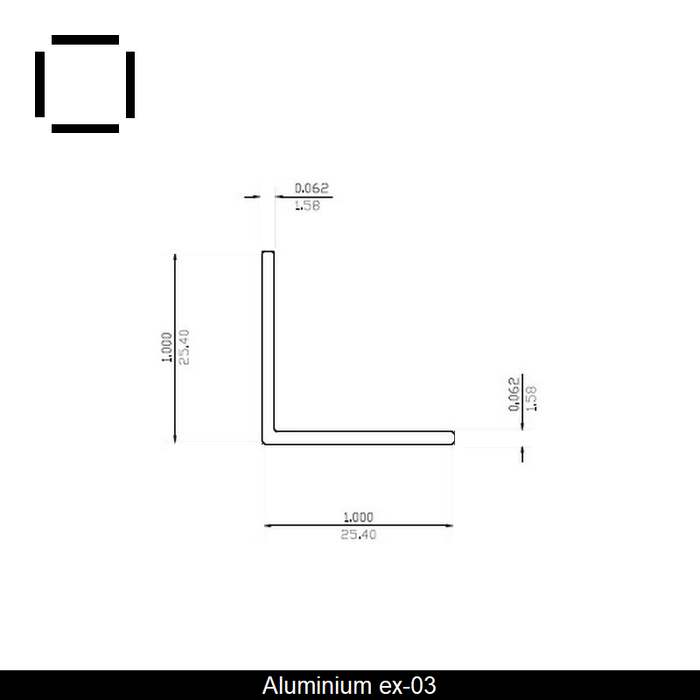 Angle égal 90 en aluminium 1" X .0625" 21'
