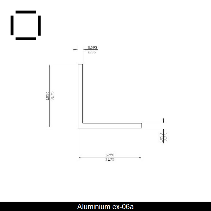 Angle égal 90 en aluminium 1.25" X .125" X 21'