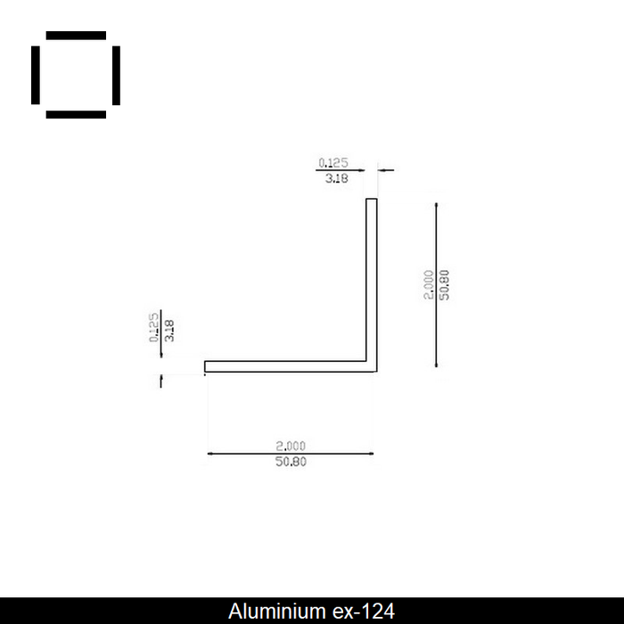 Angle égal 90 en aluminium 2" X .125" X 21' 